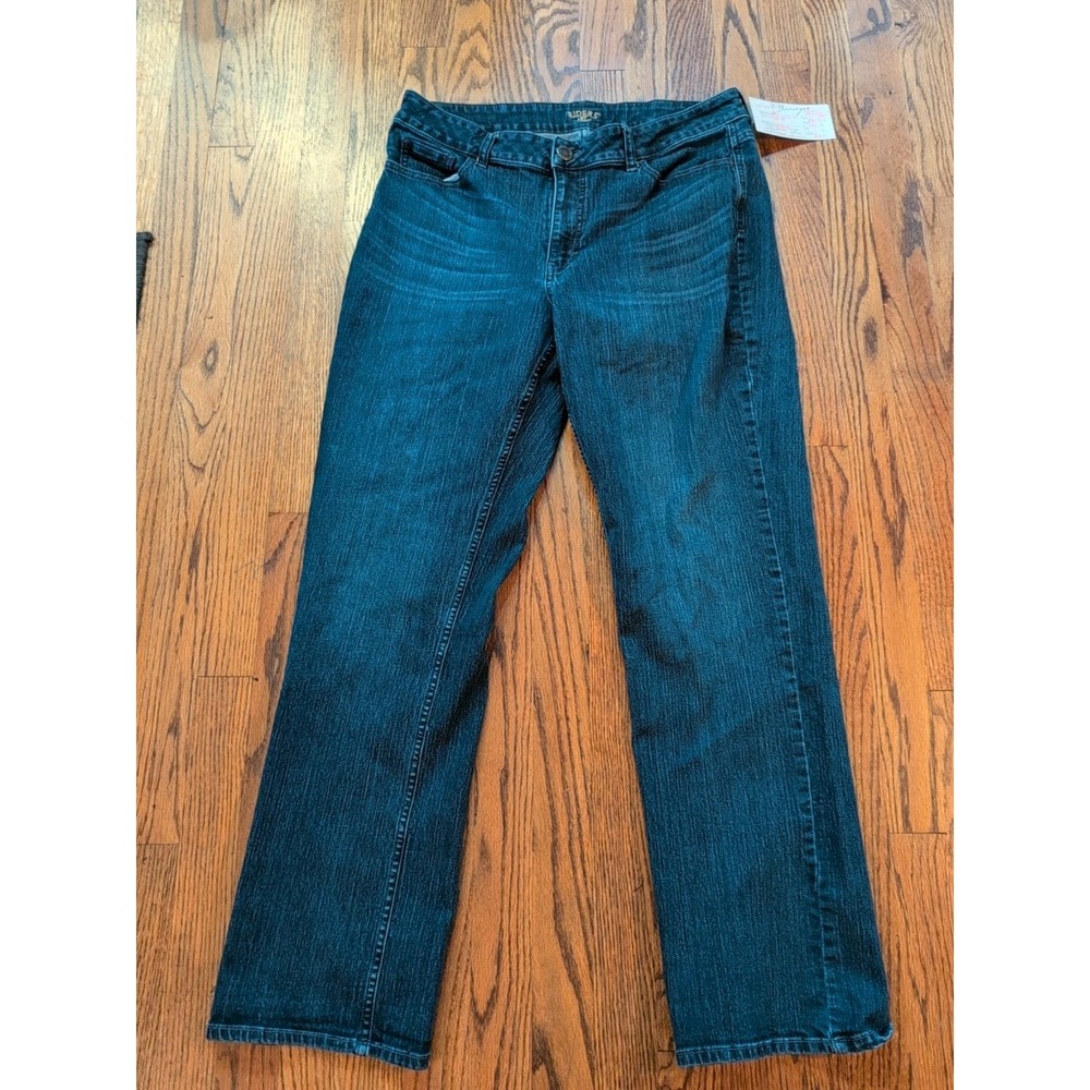 EUC Riders by Lee Womens Jeans Mid Rise Straight Leg Stretch 35.5x30.5 Dark Wash